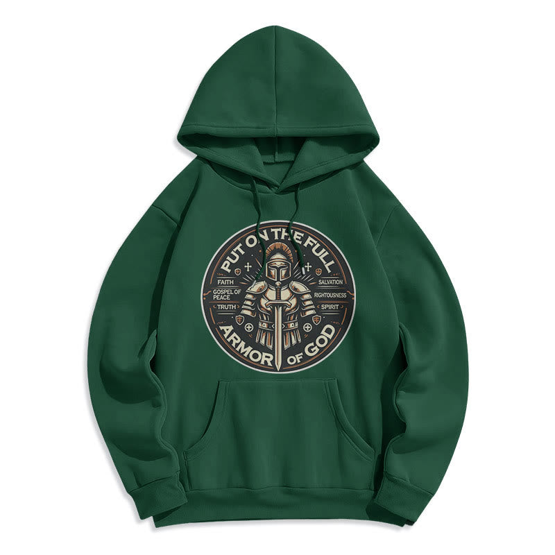 christiandiscipleshop Modern Style Put On The Full Armor of God Fleece Lined Polyester Hoodie