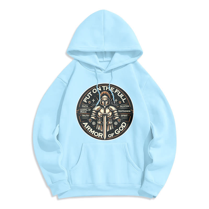 christiandiscipleshop Modern Style Put On The Full Armor of God Fleece Lined Polyester Hoodie