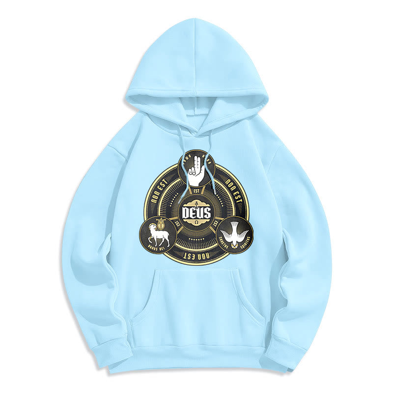 Christiandiscipleshop Classic Style Holy Trinity Deus Emblem Fleece Lined Polyester Hoodie