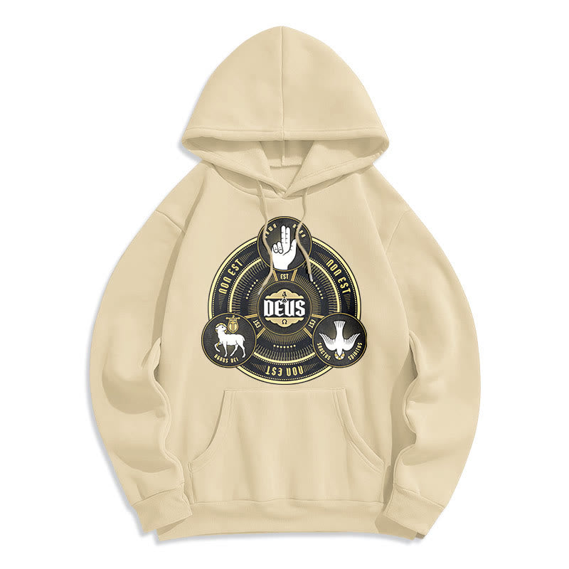 Christiandiscipleshop Classic Style Holy Trinity Deus Emblem Fleece Lined Polyester Hoodie