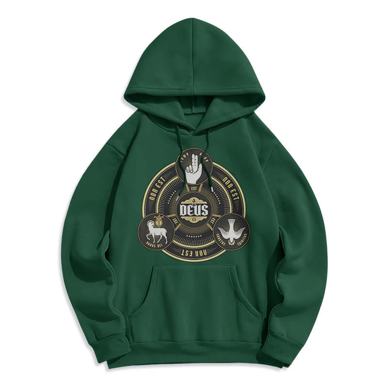 Christiandiscipleshop Classic Style Holy Trinity Deus Emblem Fleece Lined Polyester Hoodie