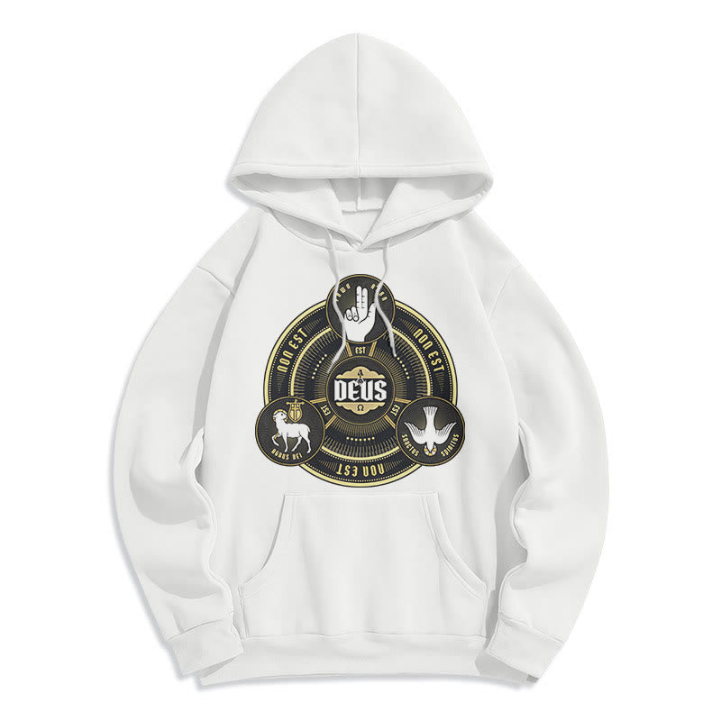 Christiandiscipleshop Classic Style Holy Trinity Deus Emblem Fleece Lined Polyester Hoodie