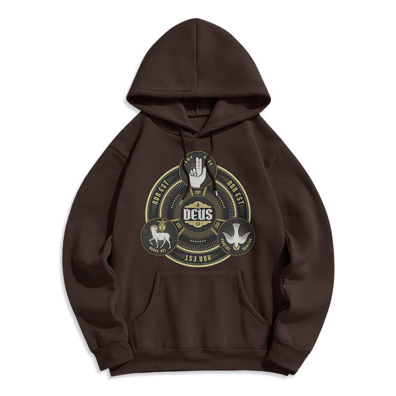 Christiandiscipleshop Classic Style Holy Trinity Deus Emblem Fleece Lined Polyester Hoodie