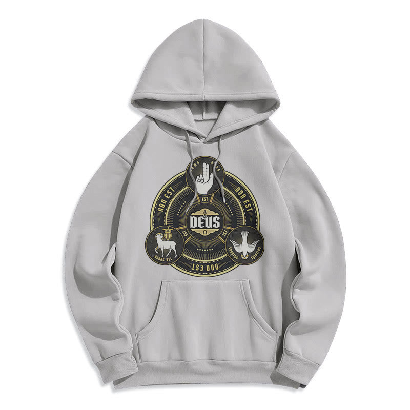 Christiandiscipleshop Classic Style Holy Trinity Deus Emblem Fleece Lined Polyester Hoodie
