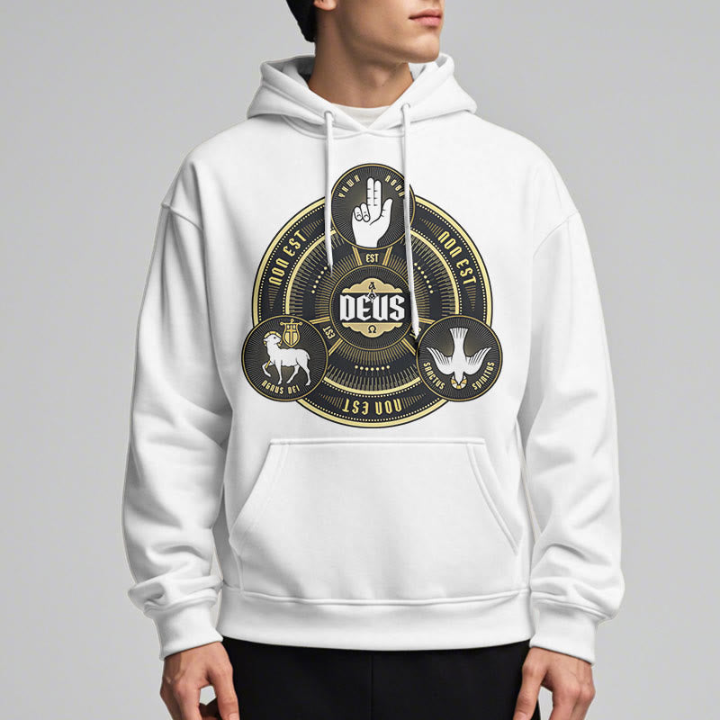 Christiandiscipleshop Classic Style Holy Trinity Deus Emblem Fleece Lined Polyester Hoodie