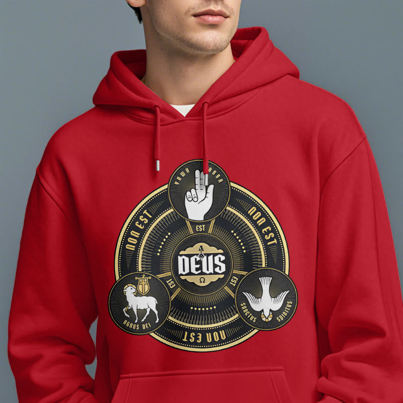 Christiandiscipleshop Classic Style Holy Trinity Deus Emblem Fleece Lined Polyester Hoodie