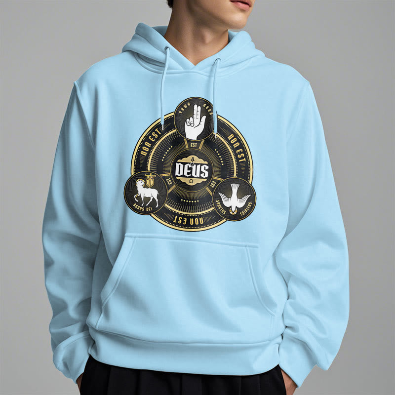 Christiandiscipleshop Classic Style Holy Trinity Deus Emblem Fleece Lined Polyester Hoodie
