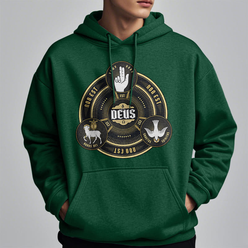 Christiandiscipleshop Classic Style Holy Trinity Deus Emblem Fleece Lined Polyester Hoodie