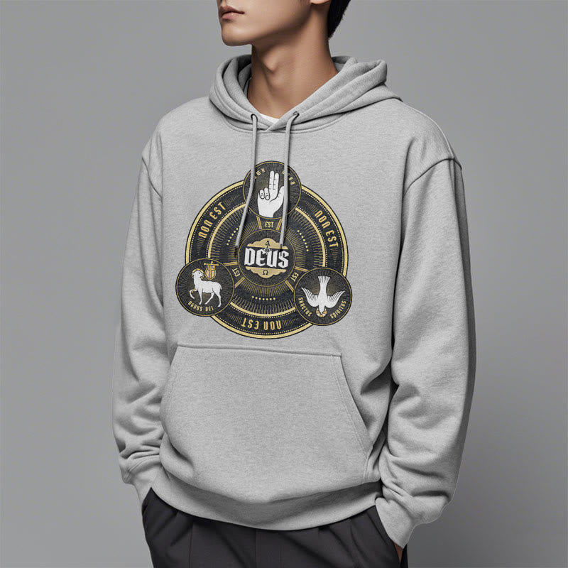 Christiandiscipleshop Classic Style Holy Trinity Deus Emblem Fleece Lined Polyester Hoodie