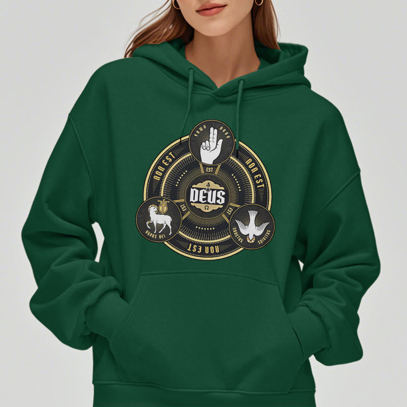 Christiandiscipleshop Classic Style Holy Trinity Deus Emblem Fleece Lined Polyester Hoodie