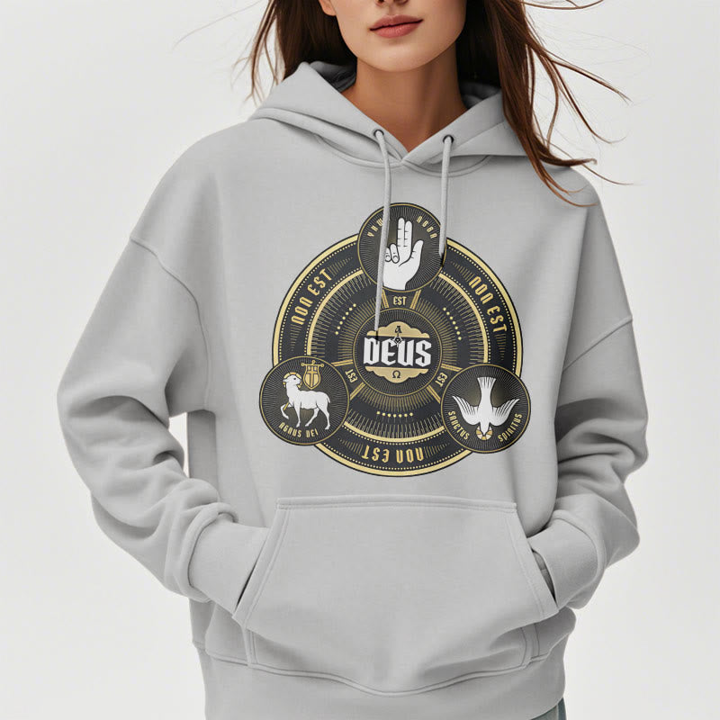 Christiandiscipleshop Classic Style Holy Trinity Deus Emblem Fleece Lined Polyester Hoodie