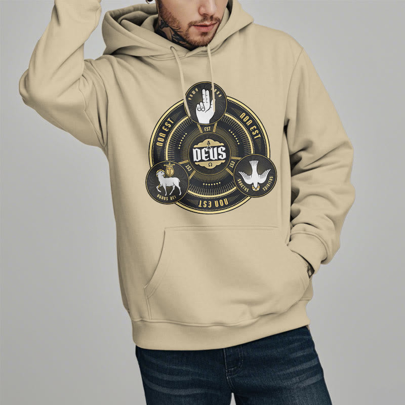 Christiandiscipleshop Classic Style Holy Trinity Deus Emblem Fleece Lined Polyester Hoodie