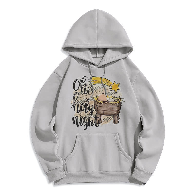 Christiandiscipleshop Colored Style Holy Night Cradle Nativity Scene Fleece Lined Polyester Hoodie