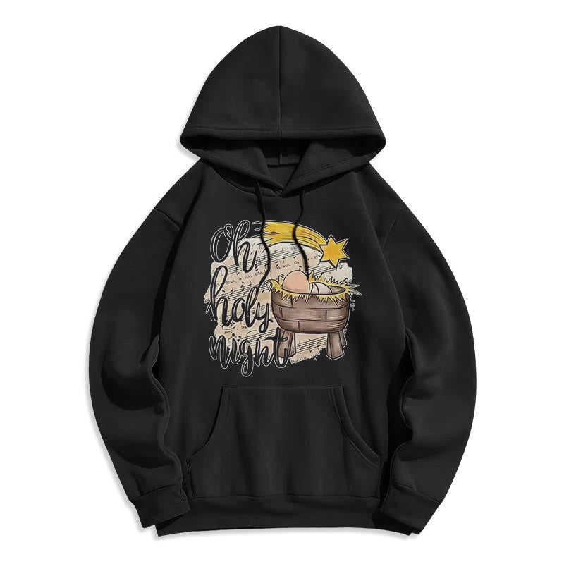 Christiandiscipleshop Colored Style Holy Night Cradle Nativity Scene Fleece Lined Polyester Hoodie