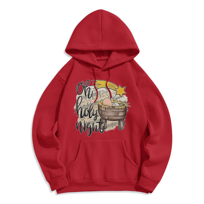 Christiandiscipleshop Colored Style Holy Night Cradle Nativity Scene Fleece Lined Polyester Hoodie