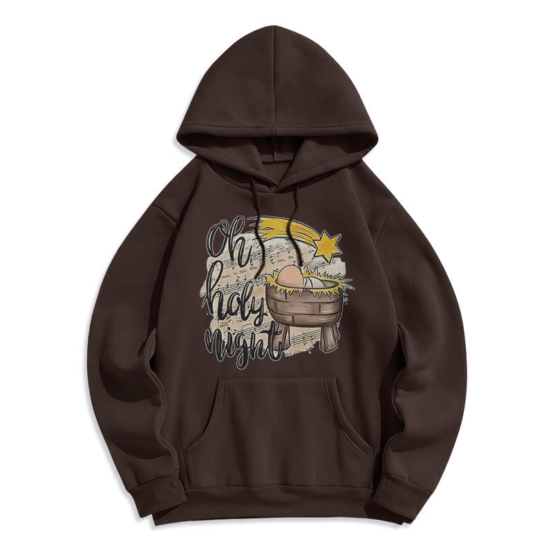 Christiandiscipleshop Colored Style Holy Night Cradle Nativity Scene Fleece Lined Polyester Hoodie