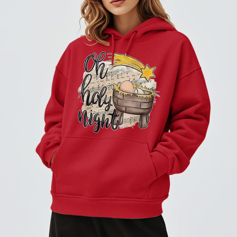 Christiandiscipleshop Colored Style Holy Night Cradle Nativity Scene Fleece Lined Polyester Hoodie