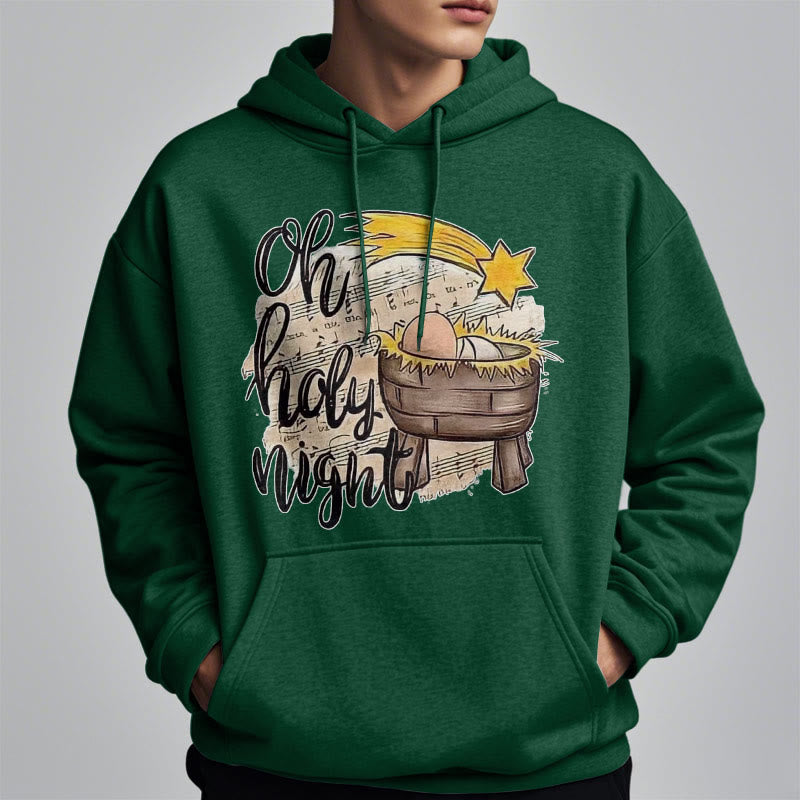 Christiandiscipleshop Colored Style Holy Night Cradle Nativity Scene Fleece Lined Polyester Hoodie