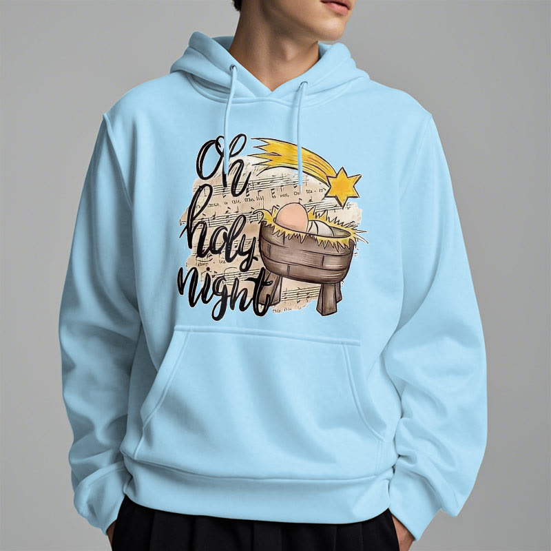 Christiandiscipleshop Colored Style Holy Night Cradle Nativity Scene Fleece Lined Polyester Hoodie