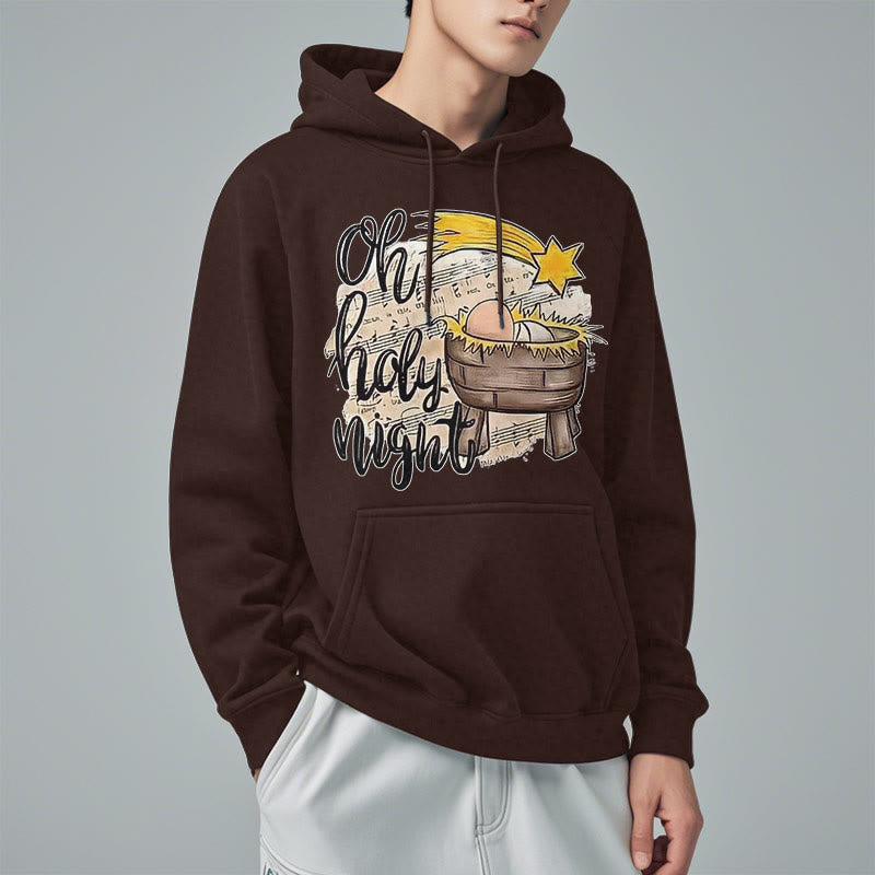 Christiandiscipleshop Colored Style Holy Night Cradle Nativity Scene Fleece Lined Polyester Hoodie