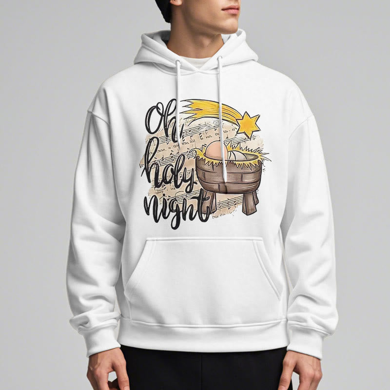 Christiandiscipleshop Colored Style Holy Night Cradle Nativity Scene Fleece Lined Polyester Hoodie