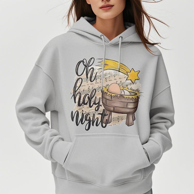 Christiandiscipleshop Colored Style Holy Night Cradle Nativity Scene Fleece Lined Polyester Hoodie