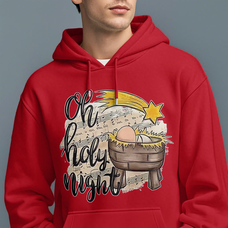 Christiandiscipleshop Colored Style Holy Night Cradle Nativity Scene Fleece Lined Polyester Hoodie