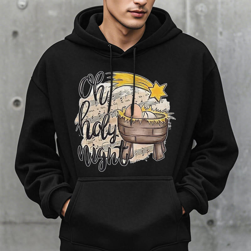 Christiandiscipleshop Colored Style Holy Night Cradle Nativity Scene Fleece Lined Polyester Hoodie