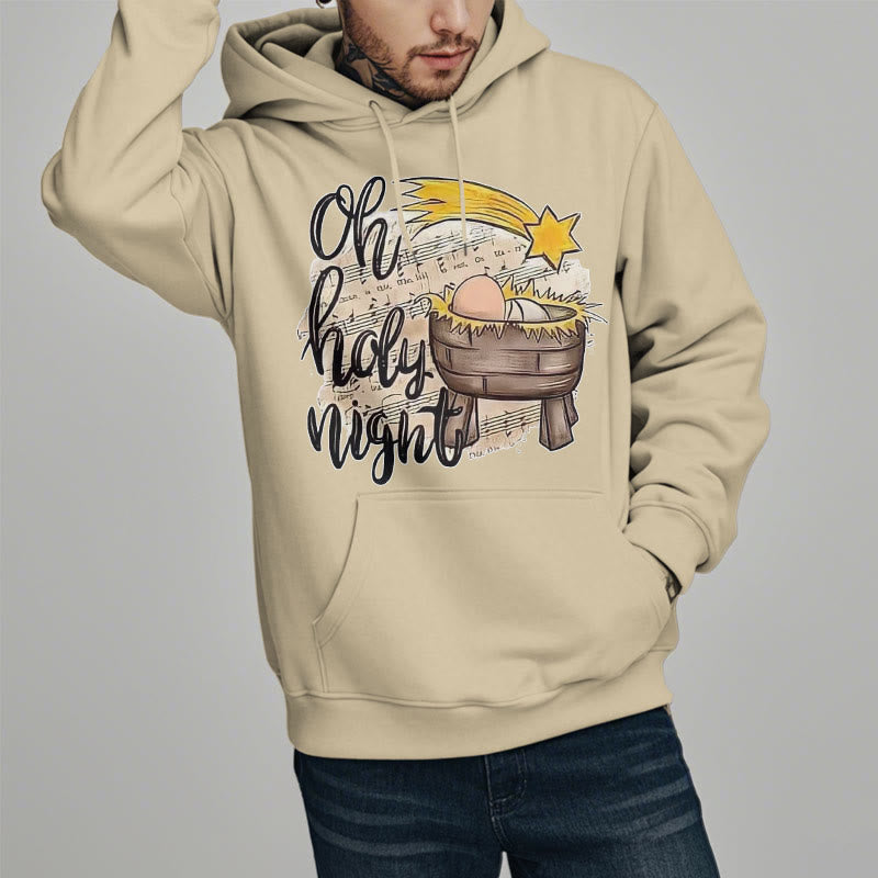 Christiandiscipleshop Colored Style Holy Night Cradle Nativity Scene Fleece Lined Polyester Hoodie
