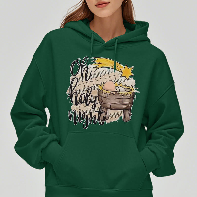 Christiandiscipleshop Colored Style Holy Night Cradle Nativity Scene Fleece Lined Polyester Hoodie