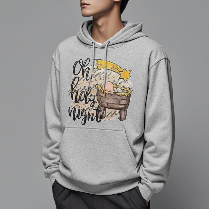 Christiandiscipleshop Colored Style Holy Night Cradle Nativity Scene Fleece Lined Polyester Hoodie