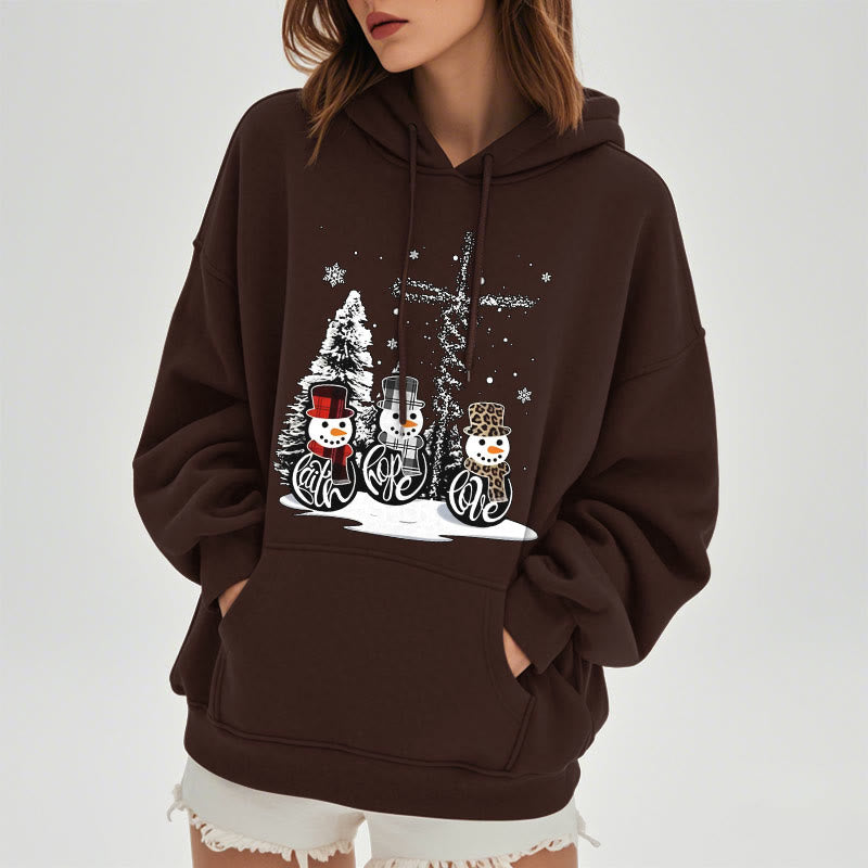 Christiandiscipleshop Colored Style Faith Hope Love Christmas Fleece Lined Polyester Hoodie