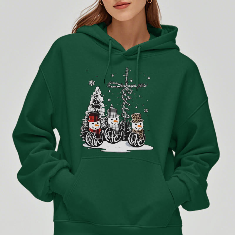 Christiandiscipleshop Colored Style Faith Hope Love Christmas Fleece Lined Polyester Hoodie