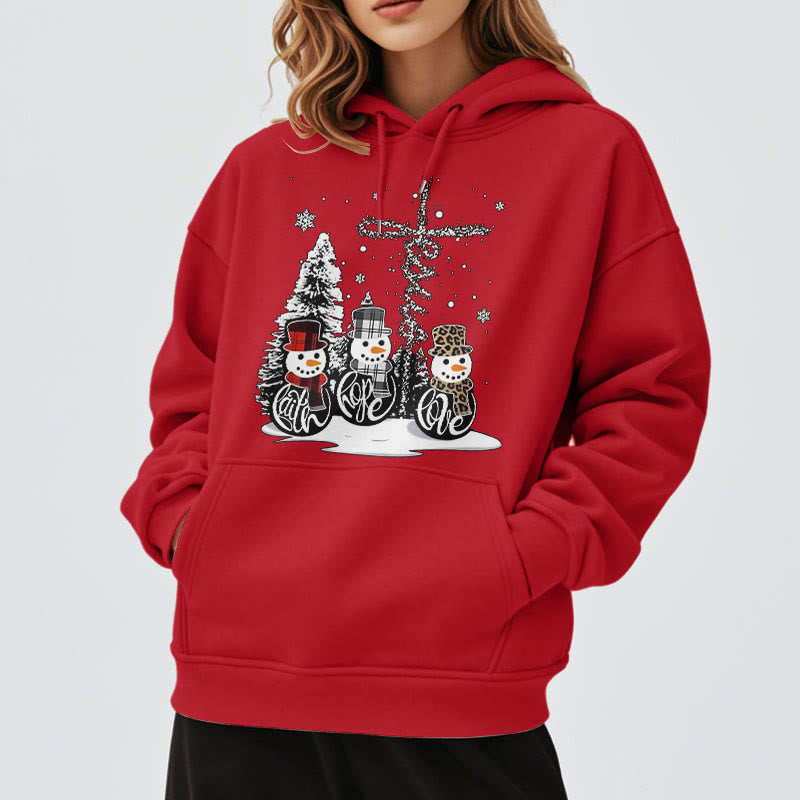 Christiandiscipleshop Colored Style Faith Hope Love Christmas Fleece Lined Polyester Hoodie