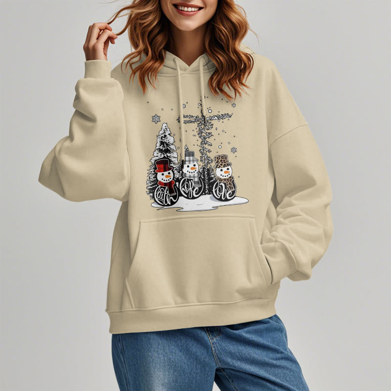 Christiandiscipleshop Colored Style Faith Hope Love Christmas Fleece Lined Polyester Hoodie