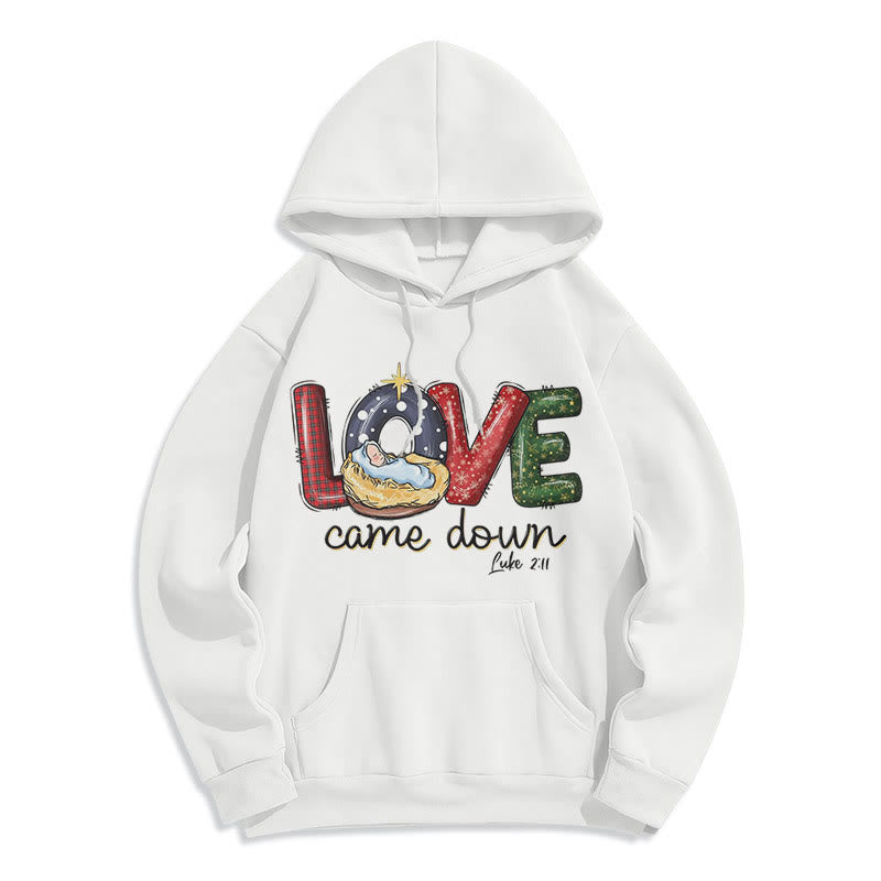 Christiandiscipleshop Colored Style Love Came Down Christmas Fleece Lined Polyester Hoodie