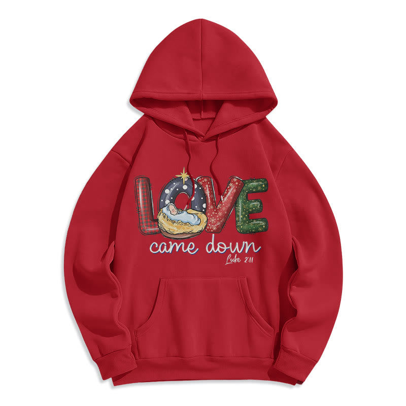 Christiandiscipleshop Colored Style Love Came Down Christmas Fleece Lined Polyester Hoodie