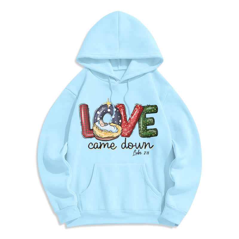 Christiandiscipleshop Colored Style Love Came Down Christmas Fleece Lined Polyester Hoodie