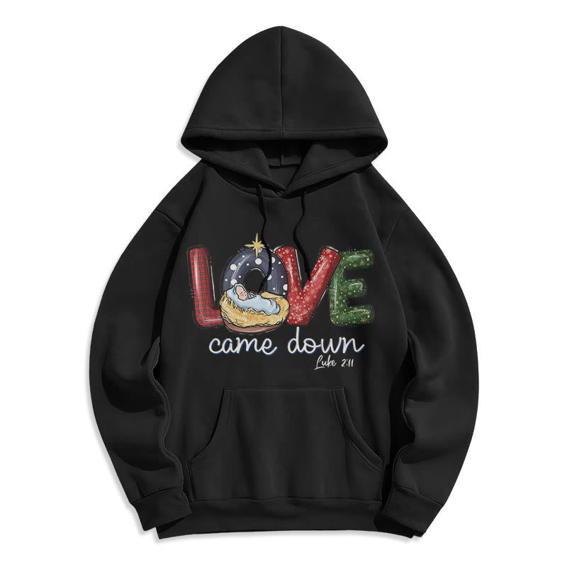 Christiandiscipleshop Colored Style Love Came Down Christmas Fleece Lined Polyester Hoodie