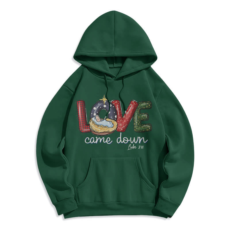 Christiandiscipleshop Colored Style Love Came Down Christmas Fleece Lined Polyester Hoodie
