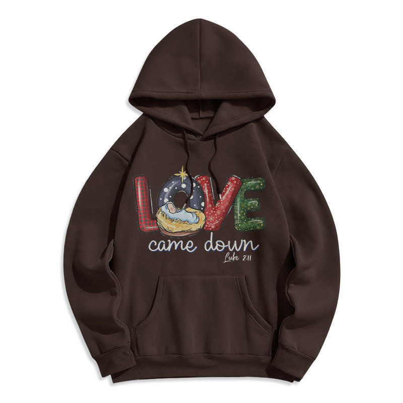 Christiandiscipleshop Colored Style Love Came Down Christmas Fleece Lined Polyester Hoodie