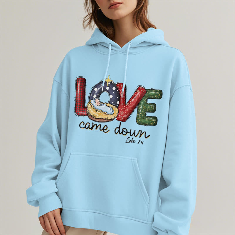 Christiandiscipleshop Colored Style Love Came Down Christmas Fleece Lined Polyester Hoodie