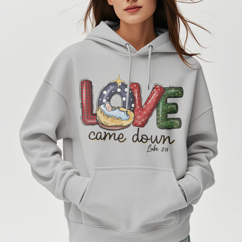 Christiandiscipleshop Colored Style Love Came Down Christmas Fleece Lined Polyester Hoodie
