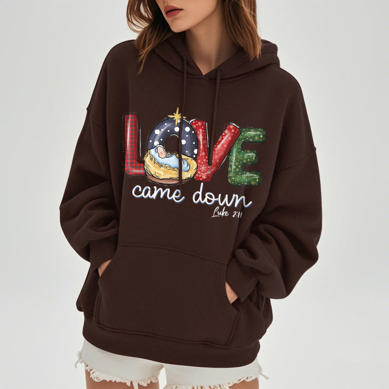 Christiandiscipleshop Colored Style Love Came Down Christmas Fleece Lined Polyester Hoodie