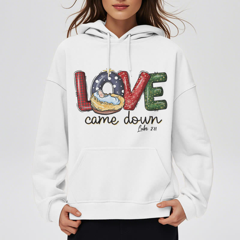 Christiandiscipleshop Colored Style Love Came Down Christmas Fleece Lined Polyester Hoodie