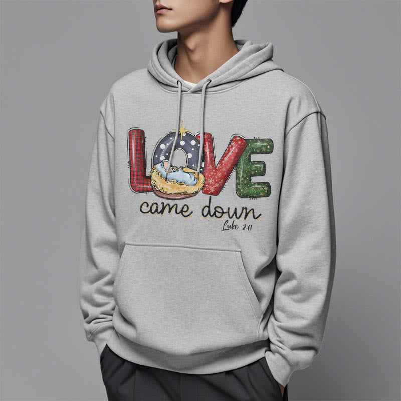 Christiandiscipleshop Colored Style Love Came Down Christmas Fleece Lined Polyester Hoodie