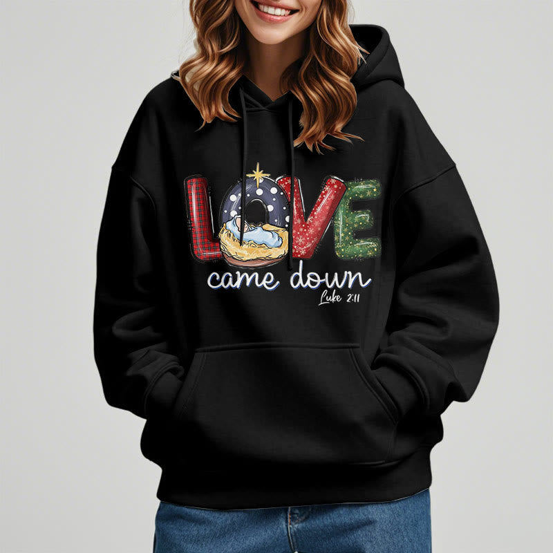 Christiandiscipleshop Colored Style Love Came Down Christmas Fleece Lined Polyester Hoodie