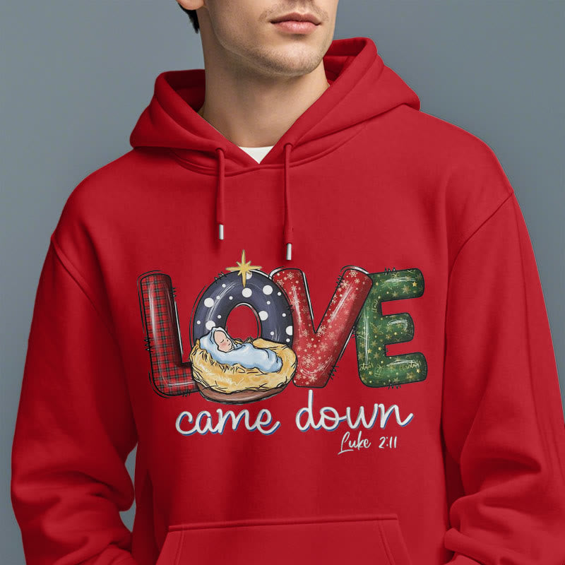 Christiandiscipleshop Colored Style Love Came Down Christmas Fleece Lined Polyester Hoodie