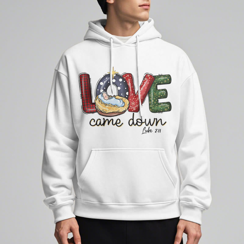 Christiandiscipleshop Colored Style Love Came Down Christmas Fleece Lined Polyester Hoodie