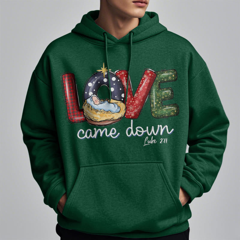 Christiandiscipleshop Colored Style Love Came Down Christmas Fleece Lined Polyester Hoodie